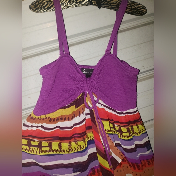 Plus Size 14/16 Lane Bryant Summer Dress purple beachy 1X can be strapless - Picture 3 of 6